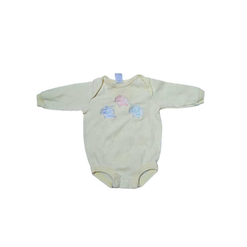Vintage 80s 90s Carter's Pastel Yellow Sneakers Bodysuit 6 Months